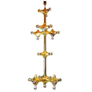 1970s Germany Cosack Organic Golden Gemini Foyer Lighting Object Chandelier