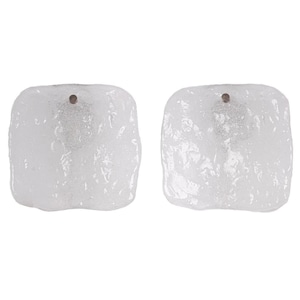 Pair of Frosted Murano Wall Sconces Glass & Nickel by Kalmar, Austria 1960s