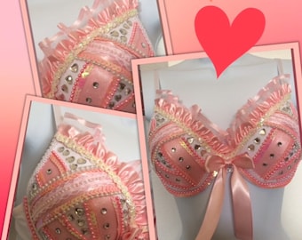 Sexy Heart  Pink Bling Bra-sexypinklingerie-brawithhearts-Sexypinkbra