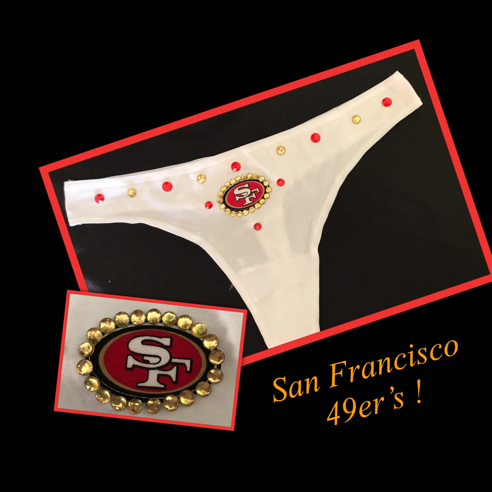 San Francisco 49ers Bling Thong Panties nfllingerie 49erslingere