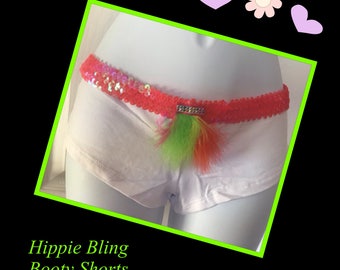 Hippie Bling Booty Shorts-70'sCostume-70'sOutfit-DiscoShorts-70'sAttire-DiscoClothes-HippieCostume-70'sFashionShorts-70'sShorts
