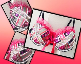 Pretty in Pink Sexy Bling Bra- prettyinpinkcostume-sexypinkbra-pinkravebra