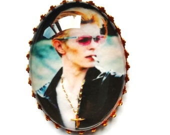 David Bowie hand embroidered brooch