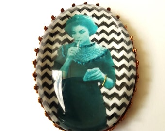 Audrey Horne Twin Peaks hand embroidered brooch