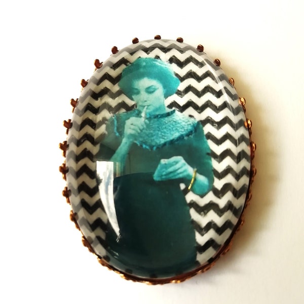 Audrey Horne Twin Peaks hand embroidered brooch