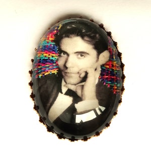 Hand embroidered brooch Federico Garcia Lorca
