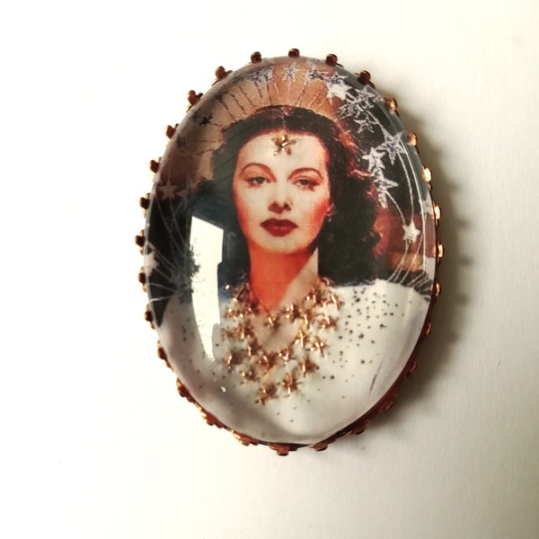 Hedy Lamarr hand embroidered brooch