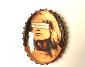Laura Palmer Twin Peaks hand embroidered brooch