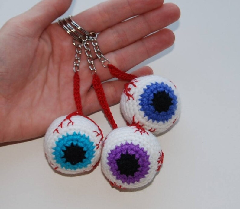 Crochet keychain Eyeball Crochet Keychain Halloween Party Etsy