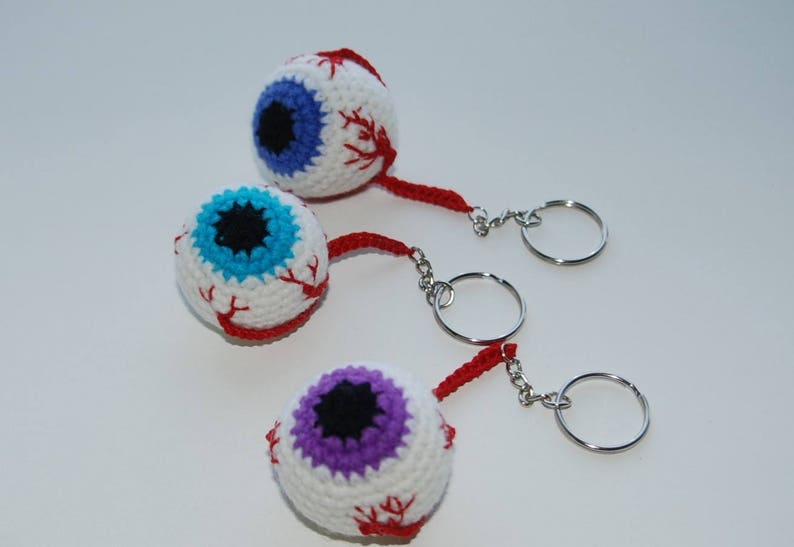 Crochet keychain Eyeball Crochet Keychain Halloween Party Etsy