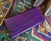 Purple Leather Wallet, Handmade Moroccan Leather Wallet, Minimalist Leather Wallet, Women 39 s Wallet