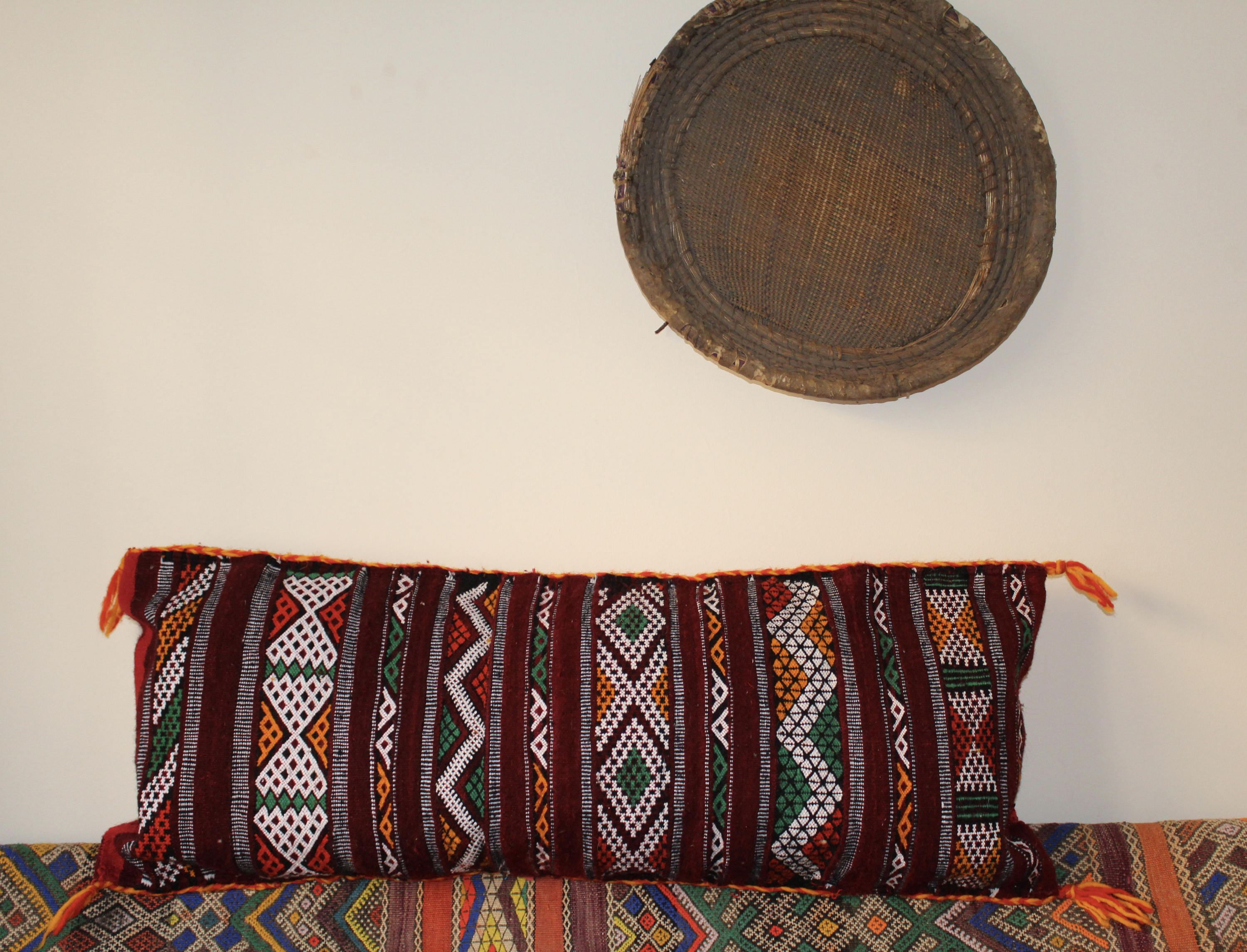 Moroccan Burgundy Kilim Lumbar Pillow Moroccan Berber Lumbar