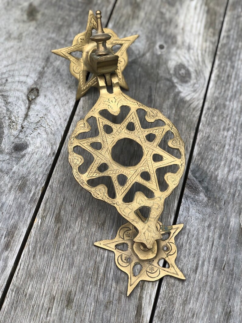 Vintage Moroccan Extra Large Lattice Brass Door Knocker Moroccan Brass Door Knocker 10 5 X5