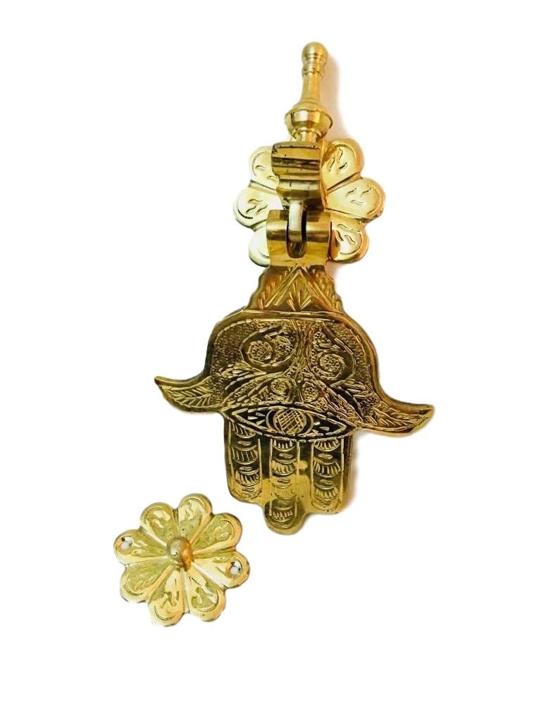 Extra Large Brass Hand Of Fatma Door Knocker Moroccan Brass