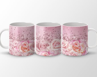 Beautiful Pink Rose Mug, Floral Coffee Cup, Unique Gift for Her, Tea Mug with Roses, Elegant Flower Design, Mother's Day Present