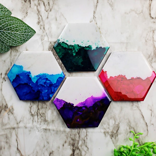 Colorful Coaster Set | Vibrant and Multicolor | Alcohol Ink Coasters | Abstract Coasters