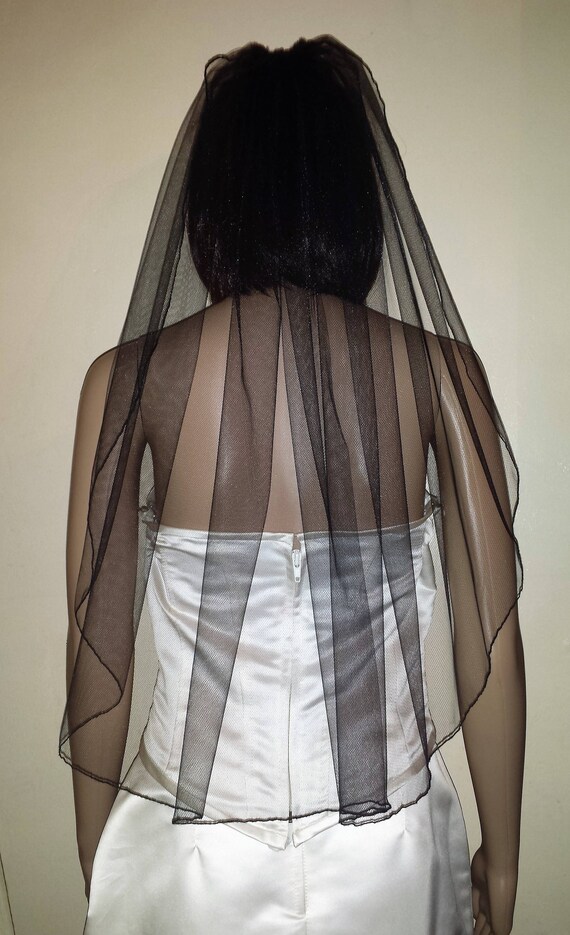 Black Veil 30 1 Tier Gothic Party Halloween Wedding Veil Etsy