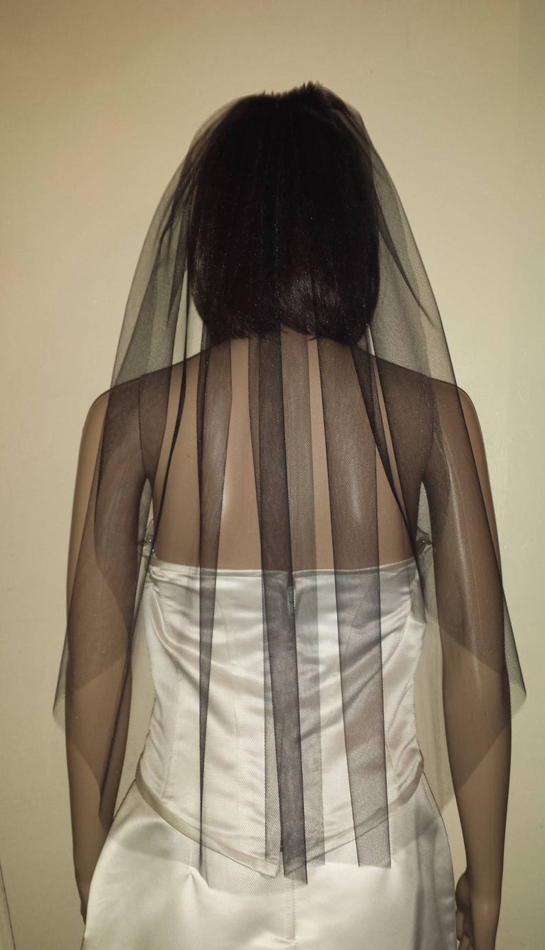 Black Veil 30 1 Tier Gothic Party Halloween Wedding Veil Etsy