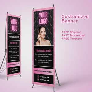 Pop up Shop Custom Banner with Pink Glitter Design