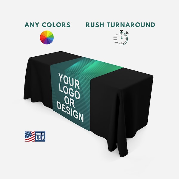 Custom Table Runner with Logo Rush Quick Turnaround for Craft Shows and Vendor Events