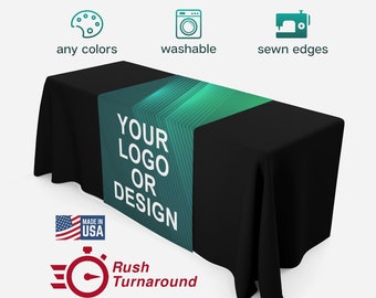 Custom Table Runner with Logo Rush Quick Turnaround for Craft Shows and Vendor Events