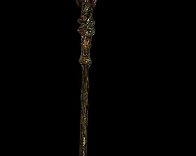 The Redbud Spire Wand, Lancewood Redbud Wood, Dragon Tooth Core, Nature Magic Prop
