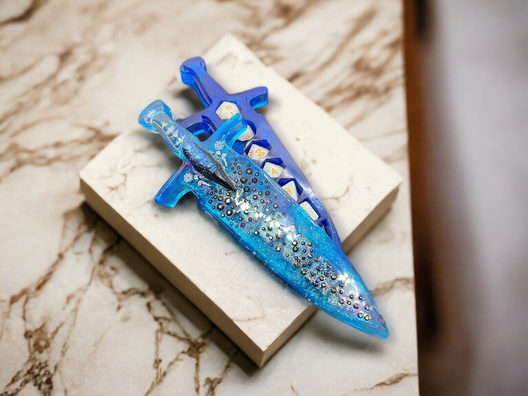 Blue Dungeons Dragons Dice Holder Sword Etsy