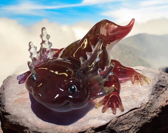 Axolotl resin art, figurine, hot pink