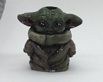Baby Green guy straw topper, straw buddies, straw buddy, Star, Wars, resin, hand painted.