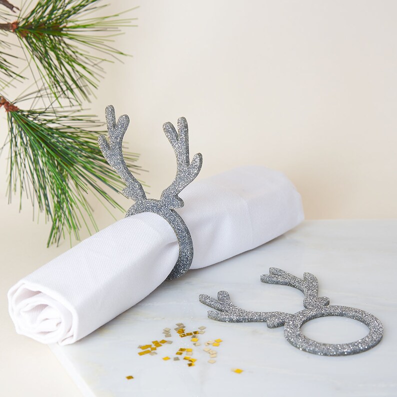 Reindeer Antler Napkin Rings Christmas Table Decor Holiday Etsy