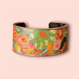 Orange Floral Cuff Bracelet