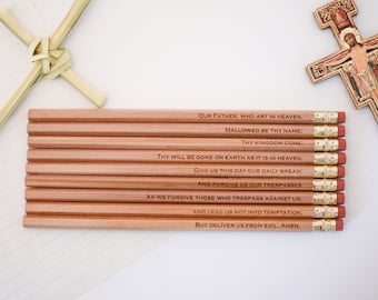 Our Father, Catholic Engraved Pencil, Pater Noster, Prayer Pencils, Liturgical Living