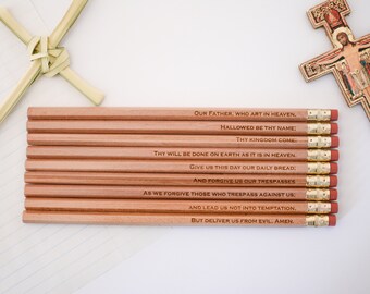 Our Father, Catholic Engraved Pencil, Pater Noster, Prayer Pencils, Liturgical Living