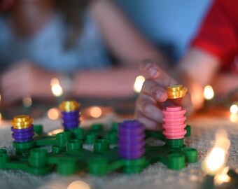 Oversized building-brick Advent wreath