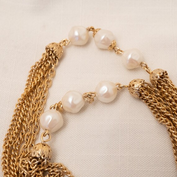 Vintage Statement Necklace, Multiple Chains and F… - image 3