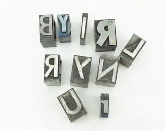 Lot of 10 Mixed Letters Letterpress Metal Letter Blocks #2