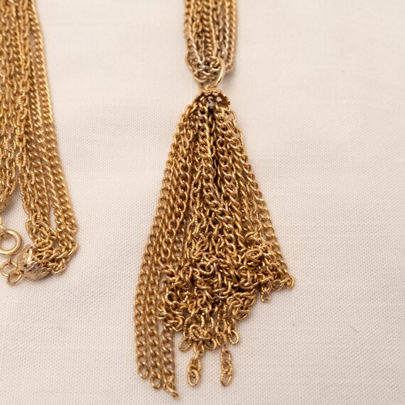 Vintage Statement Necklace, Multiple Chains and F… - image 4