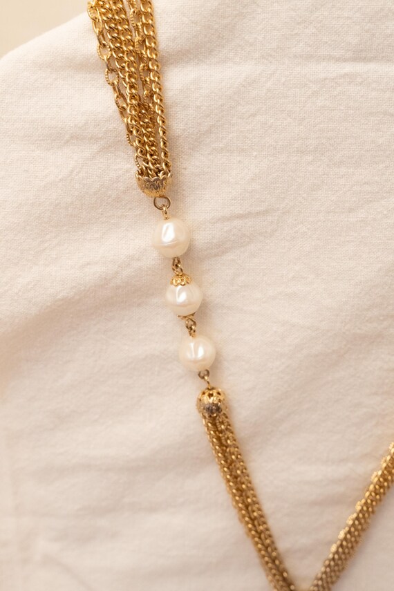 Vintage Statement Necklace, Multiple Chains and F… - image 6