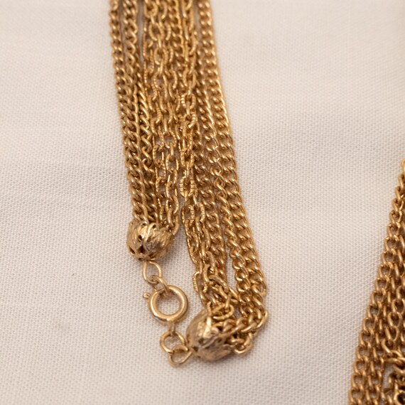 Vintage Statement Necklace, Multiple Chains and F… - image 5