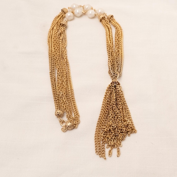 Vintage Statement Necklace, Multiple Chains and F… - image 2