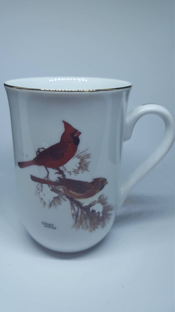 Vintage Bone China Glen Loates Red Cardinal coffee mug mug | Etsy