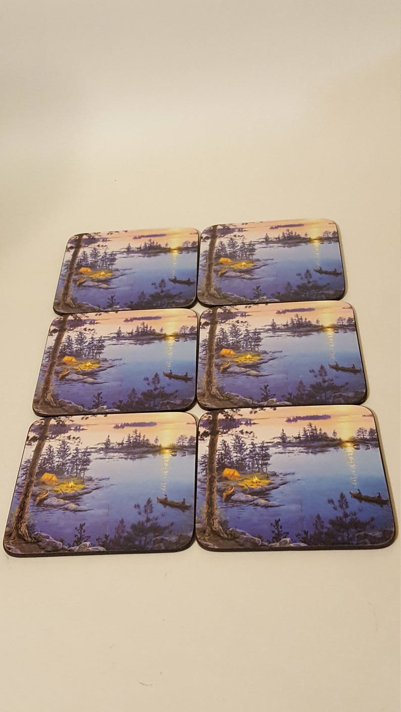 Ceramic canoe set with twin coasters in gift box