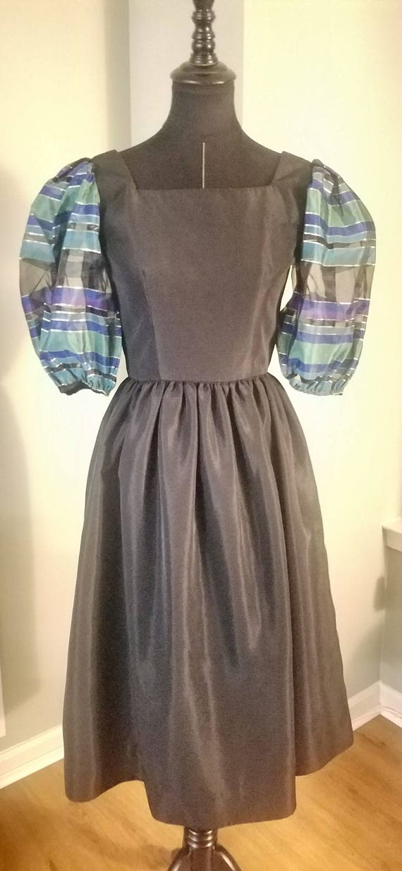 Vintage 1980s Kappi Black Cocktail Dress with Shee