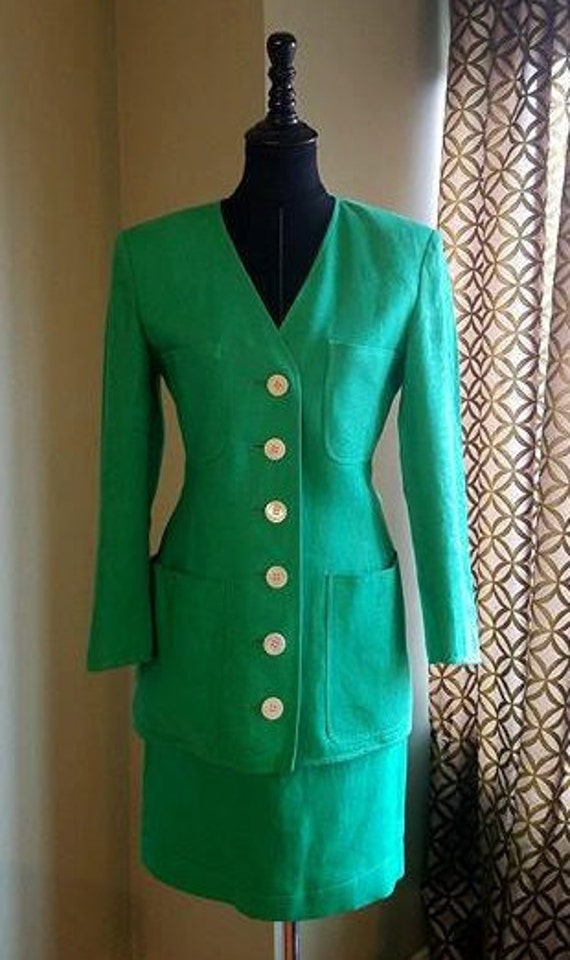 Vintage 1980's Valentino Garavani Boutique Green … - image 1