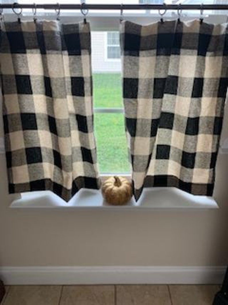 1pair Black Buffalo Curtains Two Panels Included Etsy