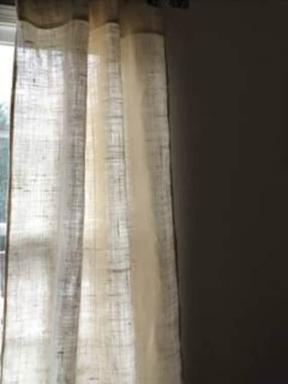 Sale Two Panelswhite Burlap Curtains Livingroom Etsy