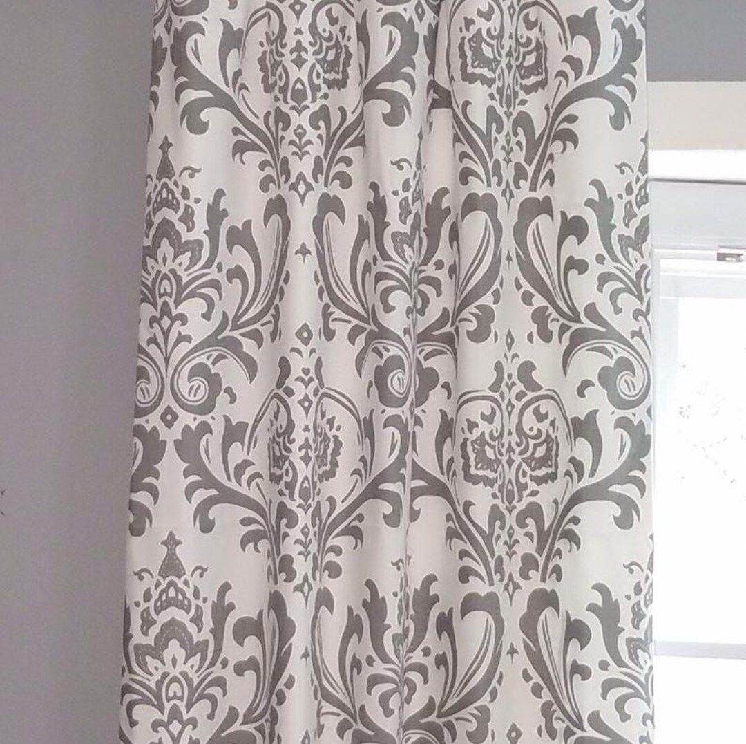 Gray Damask Curtains,one Pair Etsy