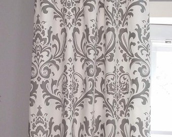 Gray damask curtains,one pair