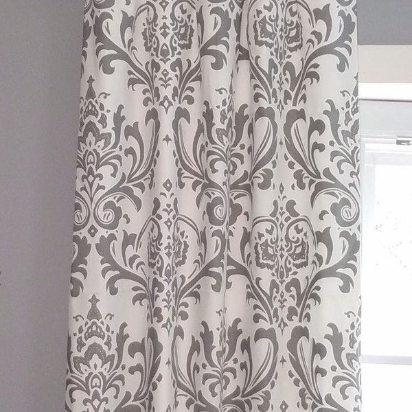 Gray damask curtains,one pair