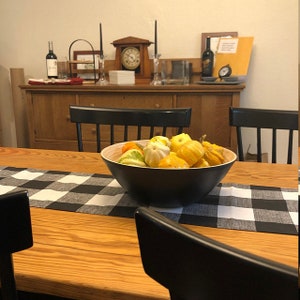 Black and white buffalo check table runner